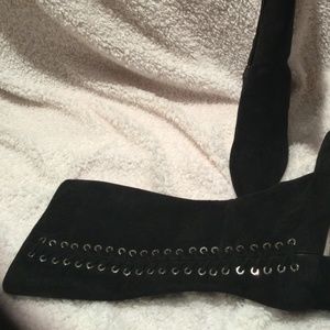 Aquatalia black suede knee dress boots